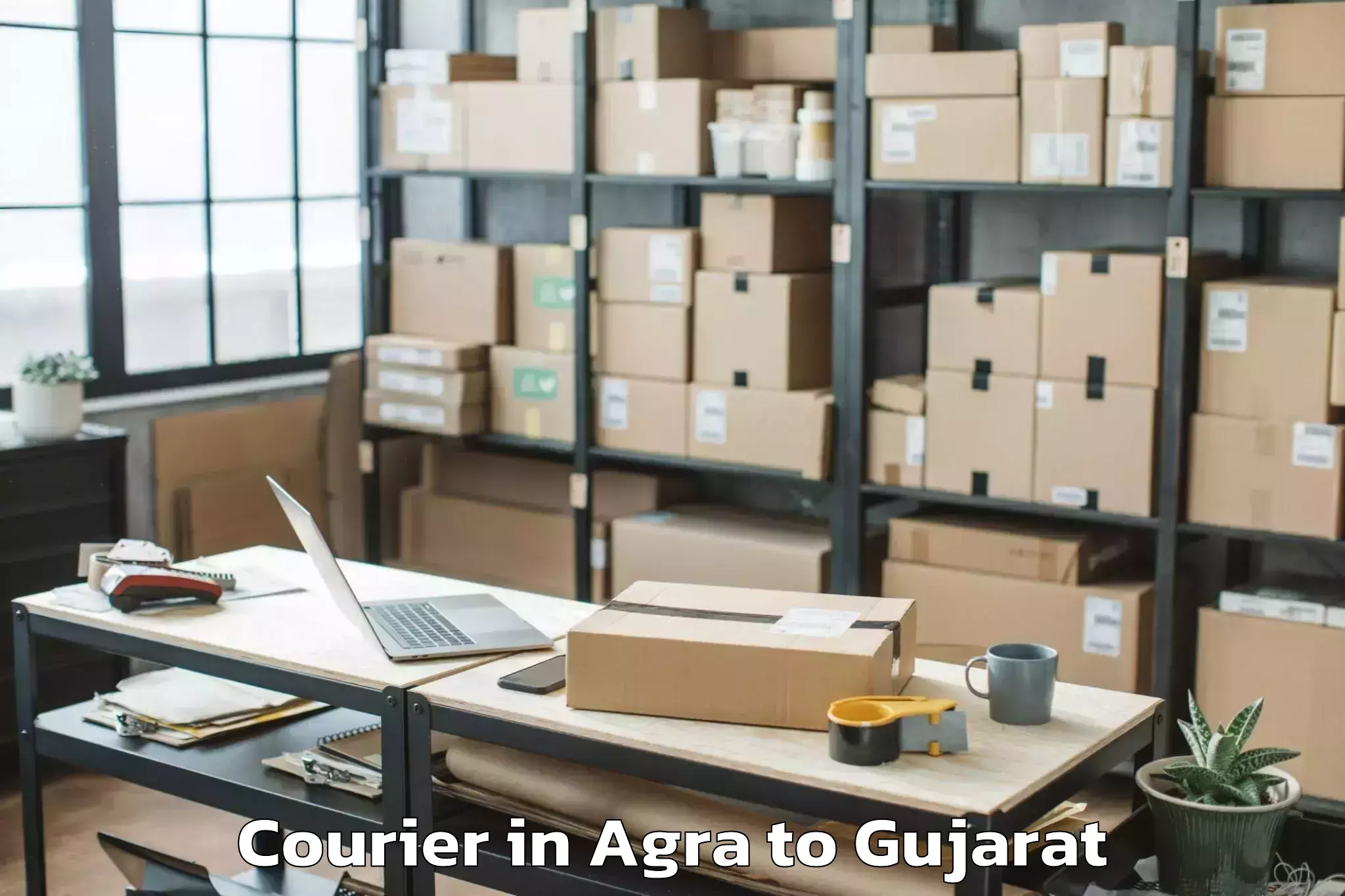 Comprehensive Agra to Kadi Sarva Vishwavidyalaya Gan Courier